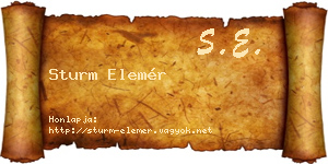 Sturm Elemér névjegykártya